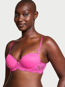 Victoria's Secret - Dream Angels Smooth and Lace Lightly Lined Classic Coverage Demi Bra Pink