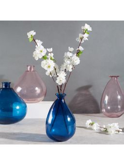 HomeTown - Phiona Glass Modern Organic Shapped Handcrafted 23 Cm Vase in Indigo Colour