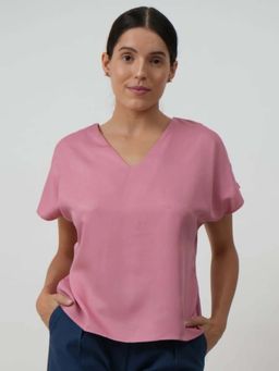 Saltpetre - Women Pink Dolman Sleeves V-Neck Top