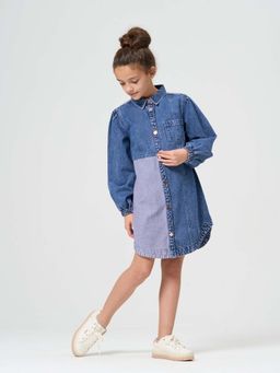 ANGEL & ROCKET - Over Dyed Purple Denim Shirt Dress