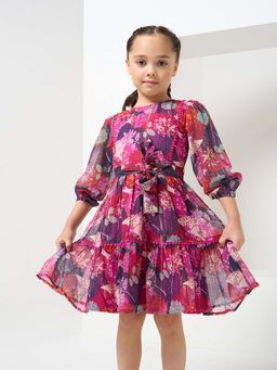 ANGEL & ROCKET - Belted Patchwork Dress with Belt (Set of 2)