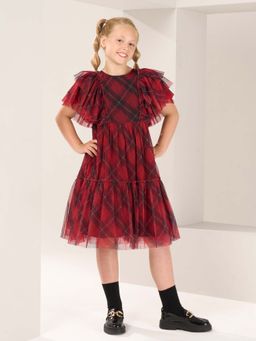 ANGEL & ROCKET - Printed Mesh Tartan Dress