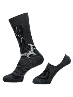Balenzia - x Marvel Crew & Loafer Sock for Men- "THE LEGENDARY BLACK PANTHER" D.Grey (Pack of 2)