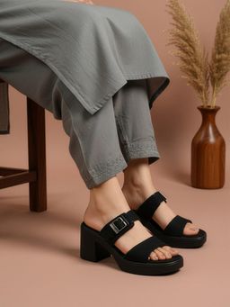 Twenty Dresses by Nykaa Fashion - Womens Black Comfort Soft Party Block Sandal Heels