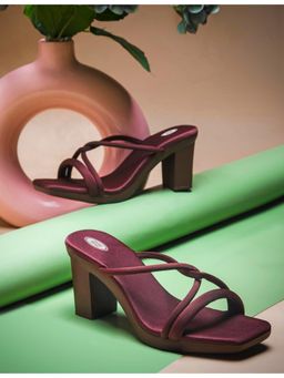 Twenty Dresses by Nykaa Fashion - Womens Brown Triple Strap Block Sandal Heels