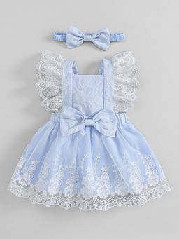 Hopscotch - Bow Applique Floral Lace Dress