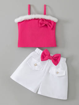 Hopscotch - Bow Applique Textured Short Set