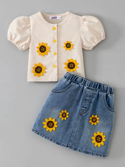 Hopscotch - Sunflower Applique Skirt Set