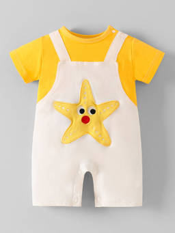 Hopscotch - Starfish Applique Cotton Romper