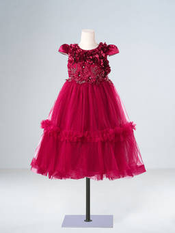 Hopscotch - Floral Applique Ruffle Gown