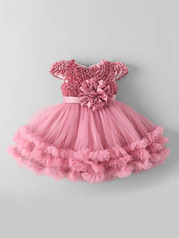 Hopscotch - Sequined Floral Applique Dress