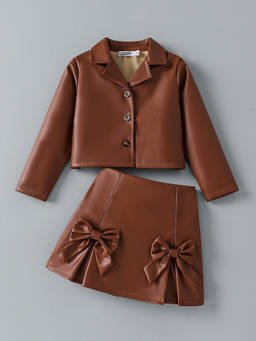 Hopscotch - Bow Applique Collared Short Set