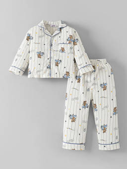 Hopscotch - Teddy Bear Collared T-Shirt And Pajama