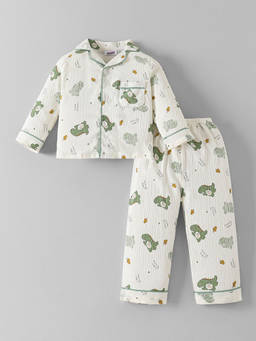 Hopscotch - Dino Collared T-Shirt And Pajama