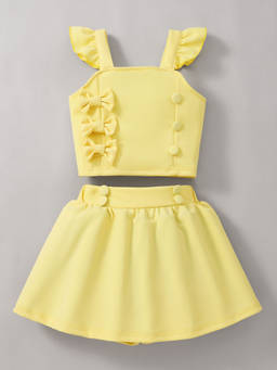 Hopscotch - Bow Applique Ruffle Skort Set