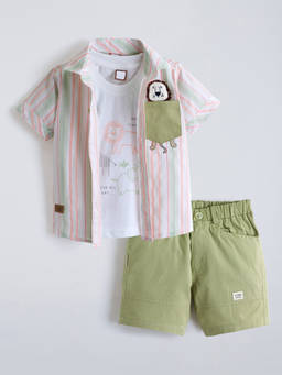 Hopscotch - Lion Applique Shirt And Shorts