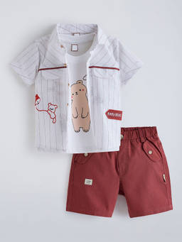 Hopscotch - Cotton Striped Shorts Set