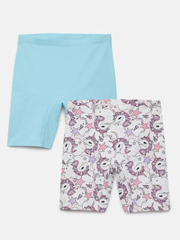 Hopscotch - Strech Unicorn Cycling Shorts (Pack Of 2)