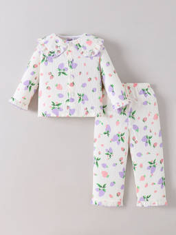 Hopscotch - Floral Collared T-Shirt And Pajama