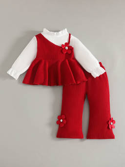 Hopscotch - Floral Applique Colour Block Pant Set