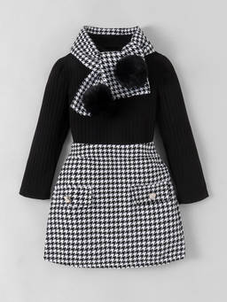 Hopscotch - Houndstooth Pom Pom Skirt Set