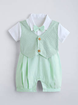 Hopscotch - Bow Applique Striped Romper