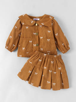 Hopscotch - Bow Embroidery Skirt Set