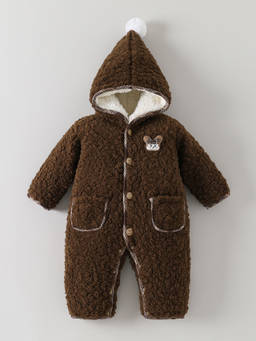 Hopscotch - Textured Pom Pom Hooded Romper