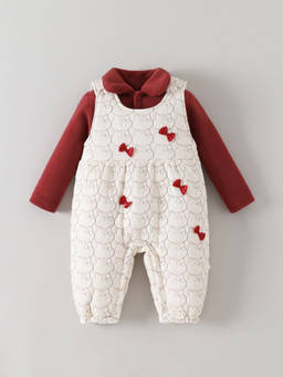 Hopscotch - Kitten Bow Applique Dungaree Set