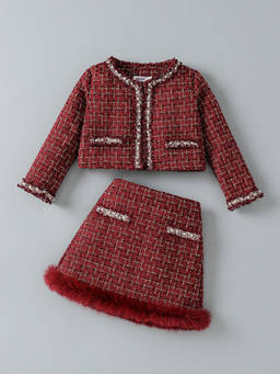 Hopscotch - Textured Fur Skirt Set