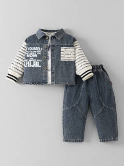 Hopscotch - Striped Denim Jeans Set