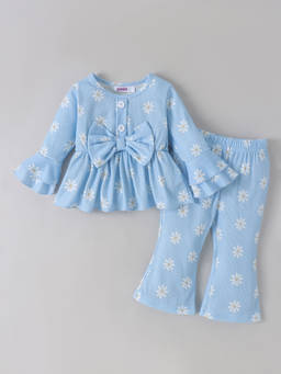 Hopscotch - Bow Applique Floral Pant Set