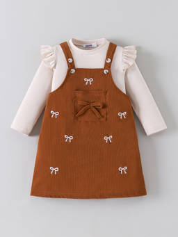 Hopscotch - Bow Applique Pinafore With Blouse
