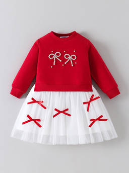 Hopscotch - Pearl Bow Applique Dress