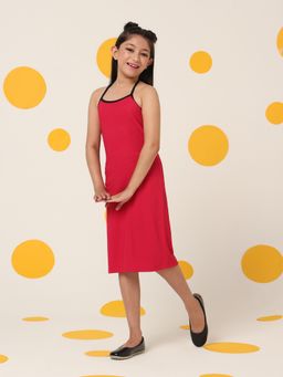 Cherry & Jerry - Red Solid/Plain Halter Neck Dress