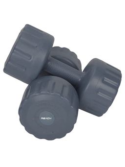 Reach - PVC Dumbbell Set Weights Pack of 2 For Strength Training Home Gym (5kg, Grey)