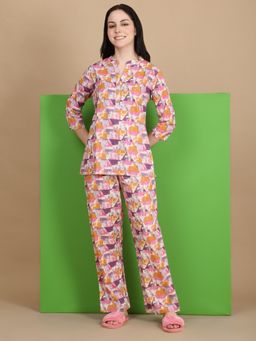 Sweet Dreams - Women Multi-Color Abstract Print Kurti & Pyjama (Set of 2)