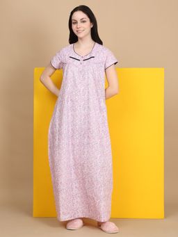 Sweet Dreams - Women Purple Cotton Full Length Nightdress