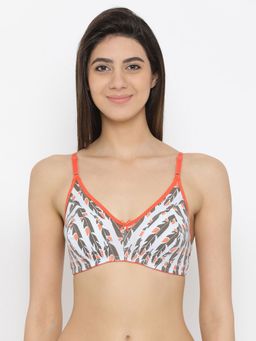 Clovia - Cotton Rich Non-Padded Non-Wired Printed Bra In White