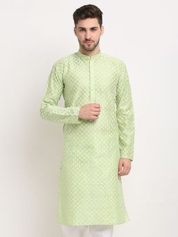Jompers - Men Embroiderd Kurta in Green