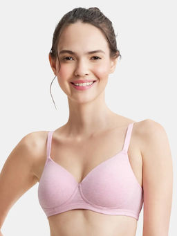 Jockey - MJ20 Wirefree Padded Cotton Elastane Full Coverage Beginners Bra-Pink Melange