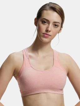 Jockey - 1380 Wirefree Padded Cotton Elastane Style Active Bra - Desert Flower (3XL)