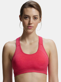 Jockey - 1380 Wirefree Padded Cotton Elastane Active Bra - Ruby Assorted Printed