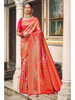 EXCLUSIVA - Pink Banarasi Saree with Unstitched Blouse