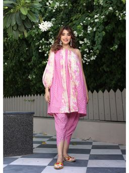 Label Aditi Hundia - Samaira One Shoulder Top With Dhoti (Set of 2)