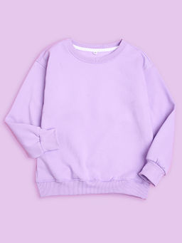 Nusyl - Unisex Lilac Solid Round Neck Sweatshirts