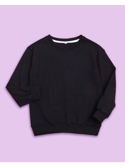 Nusyl - Unisex Black Solid Round Neck Sweatshirts