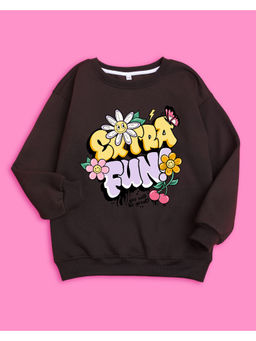 Nusyl - Girls Brown Extra Fun Printed Sweatshirts