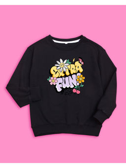 Nusyl - Girls Black Extra Fun Printed Sweatshirts