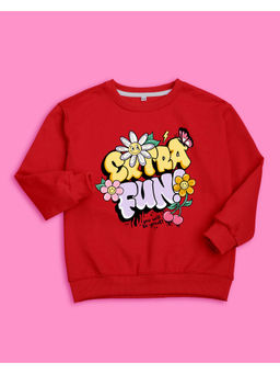 Nusyl - Girls Red Extra Fun Printed Sweatshirts